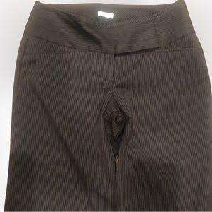 STUDIO Y Brown Pinstripe Professional Dress Wide Leg Pant, Flat Front & Pockets